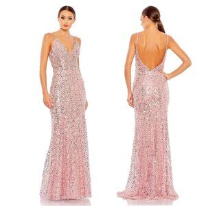 MAC DUGGAL | EMBELLISHED PLUNGE NECK SLEEVELESS TRUMPET GOWN #68175